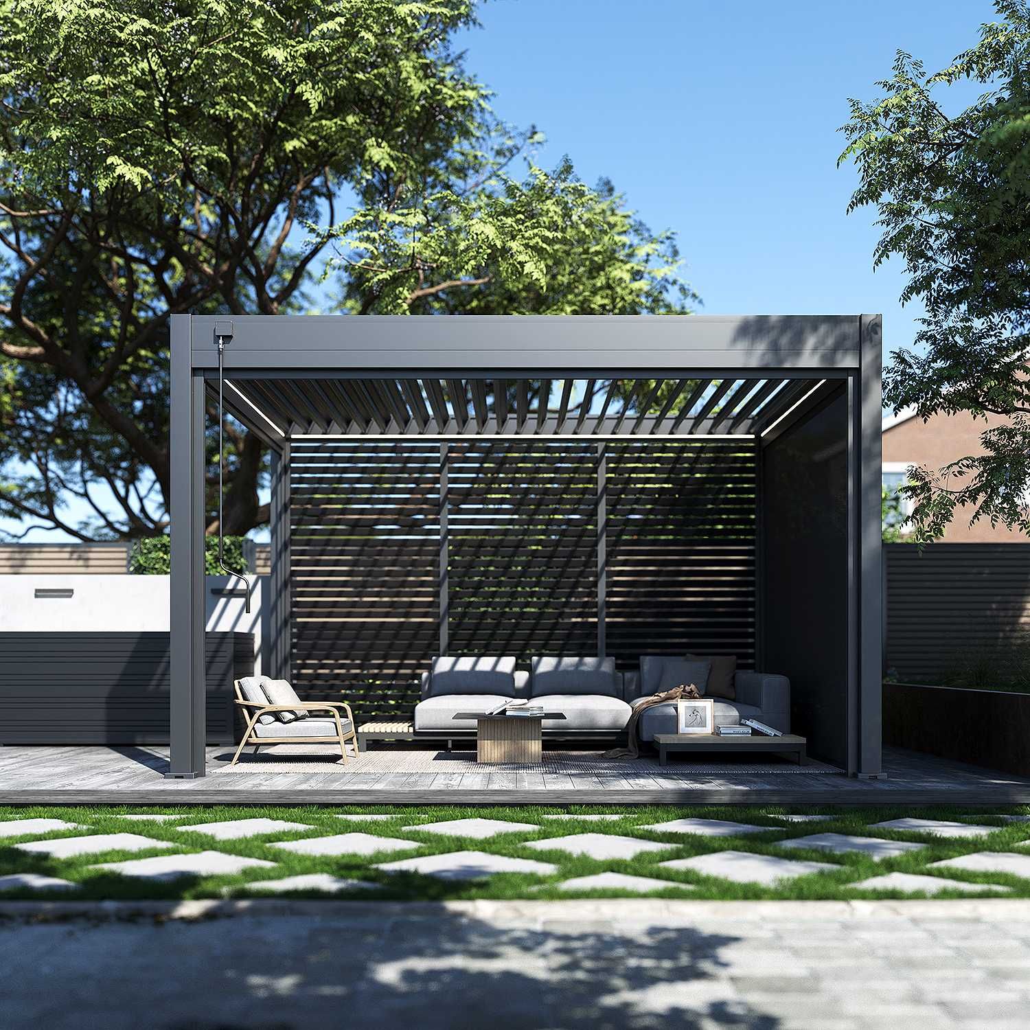 Pergola aluminiowa zadaszenie żaluzjowe - wolnostojąca