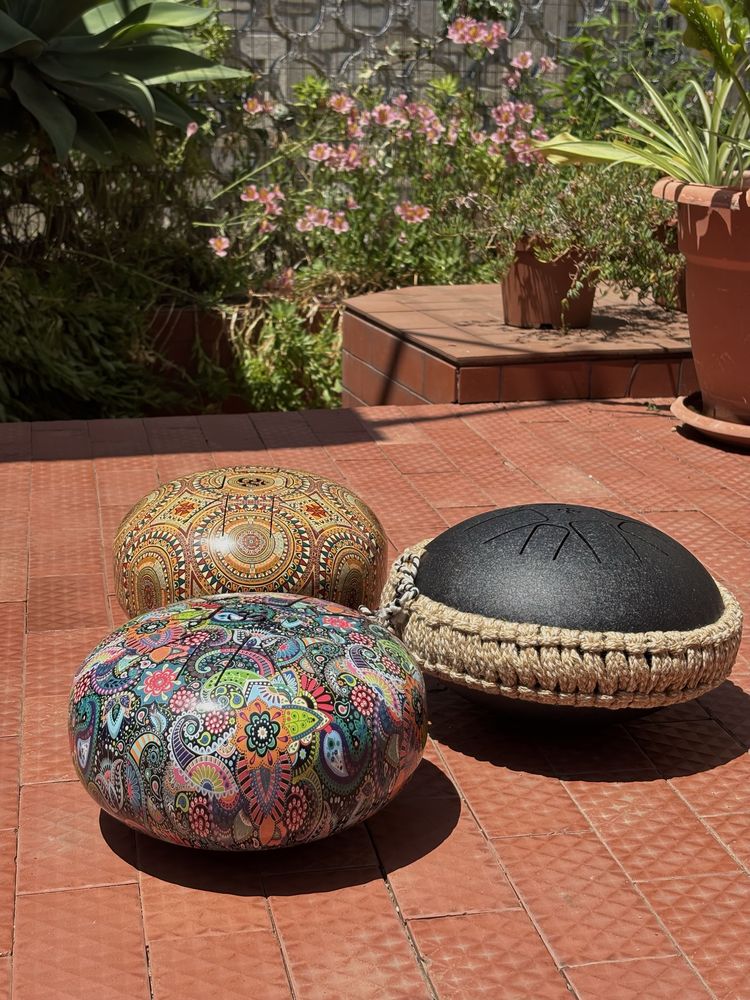 Tambores artesanais de aço com som relaxante + bolsa incluída