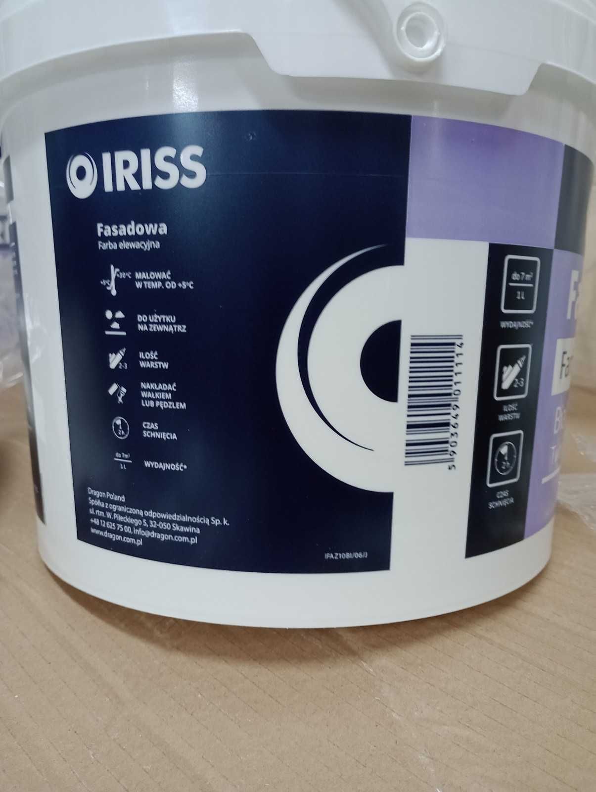 Iriss Farba Fasadowa/zewnętrzna Akrylowa 10L Biała brutto
