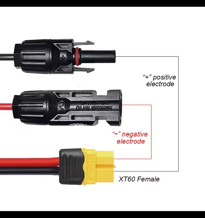Кабель xt60 female-mc4,для зарядной станции,солнечных панелей,0.6m