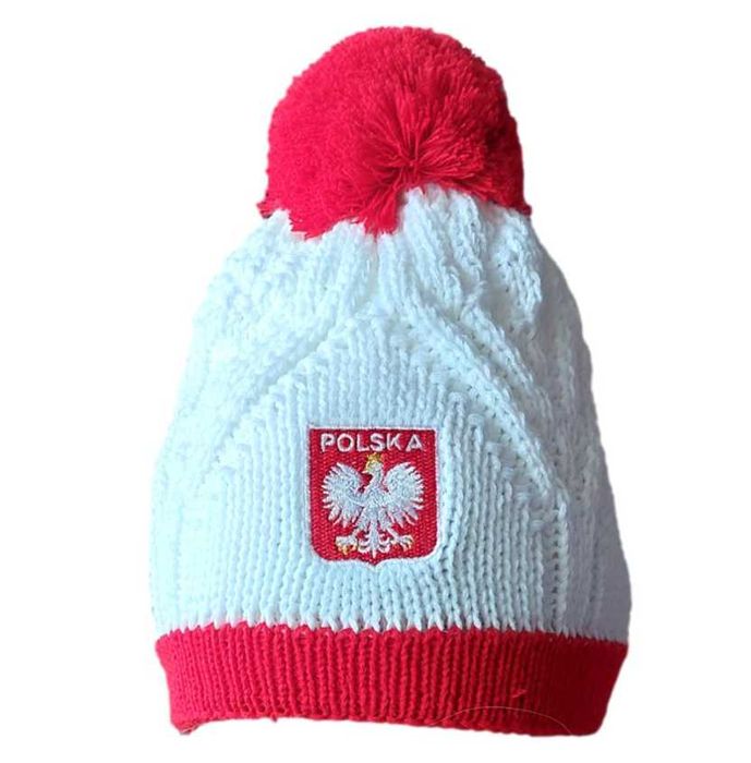 Polska Czapka Zimowa z pomponem dla kibica