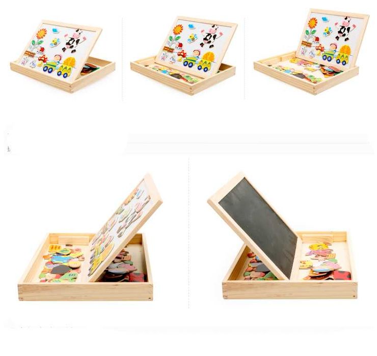 Tablica Magnetyczna Edukacyjna dla Dzieci Drewniana Dwustronna 100 el