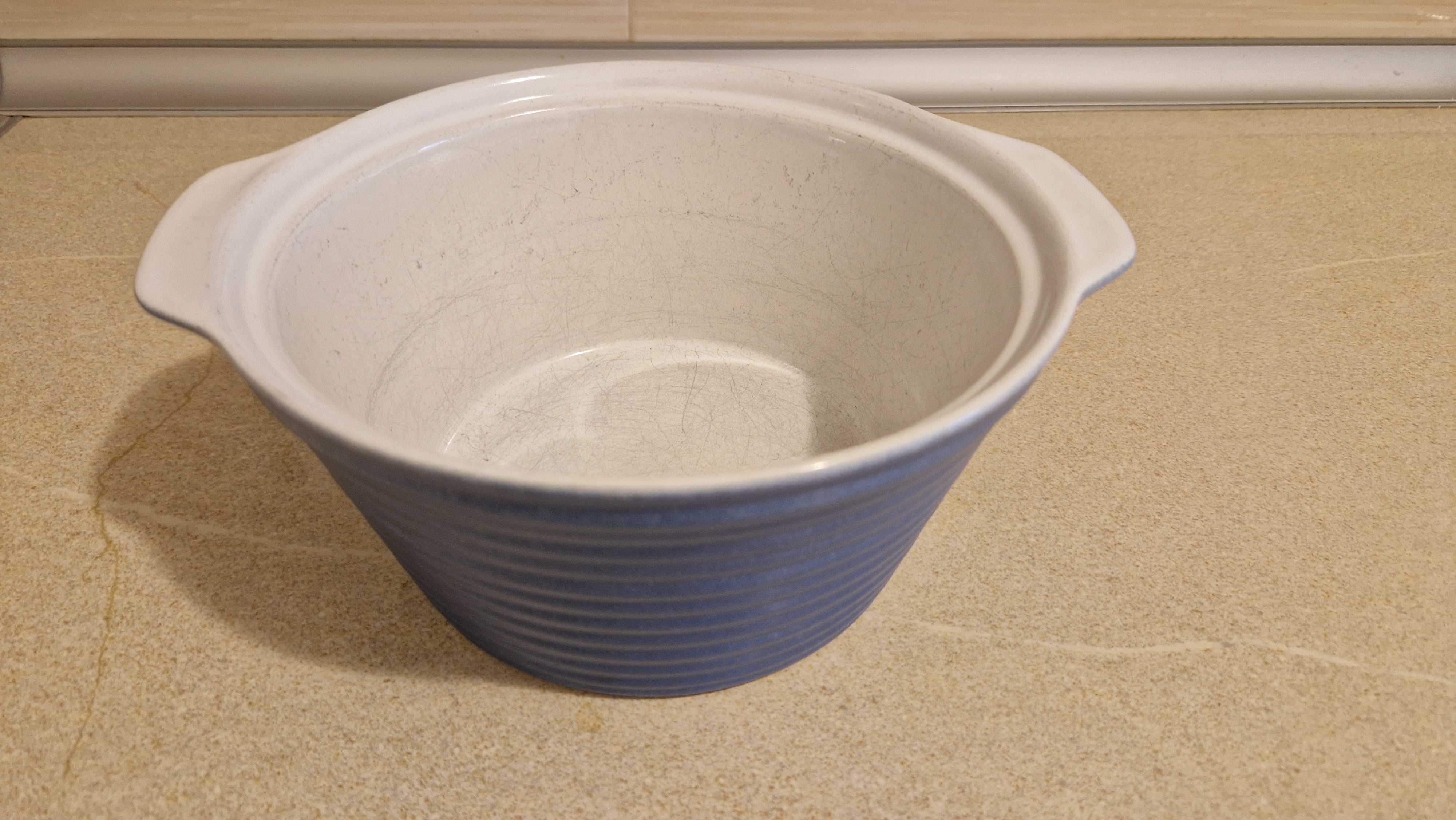 Taça de servir, pode ir ao forno, azul e branco