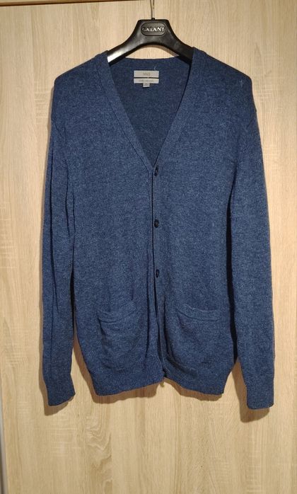 Elegancki długi kardigan oversize Marks & Spencer – XL, granatowy