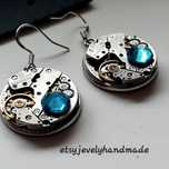 Industrialne kolczyki cyrkonie Swarovski steampunk mechanizm