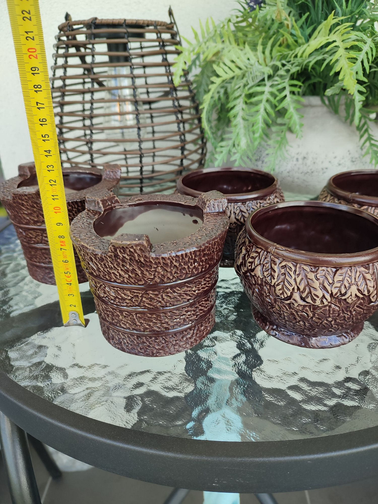 Zestaw 5 ceramicznych małych doniczek
