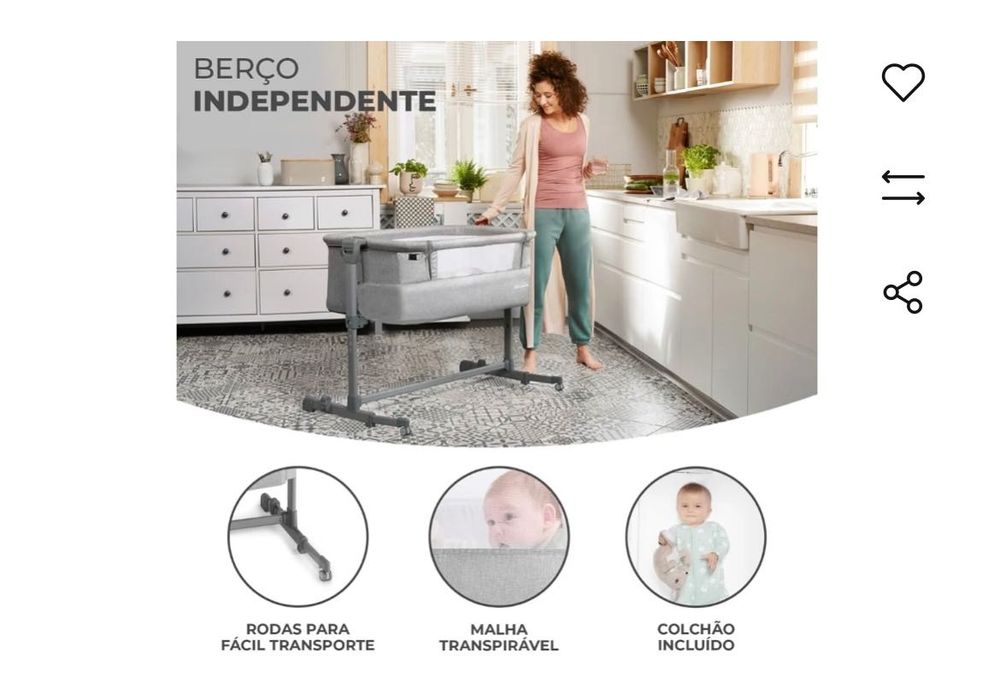 Berço KINDERKRAFT Neste Up Bege c/ regulador de altura dual