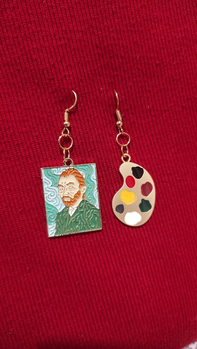 Brincos Van Gogh Handmade com Palete de Cores Metal