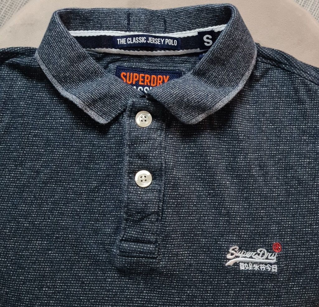 SuperDry męska koszulka polo jersey S granatowa