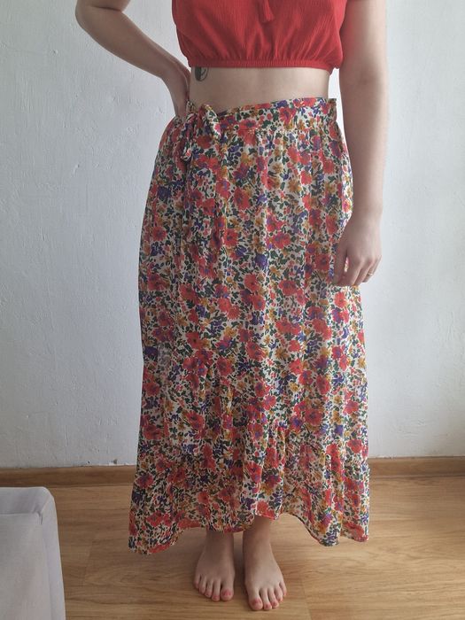 Długa spódnica w kwiatki