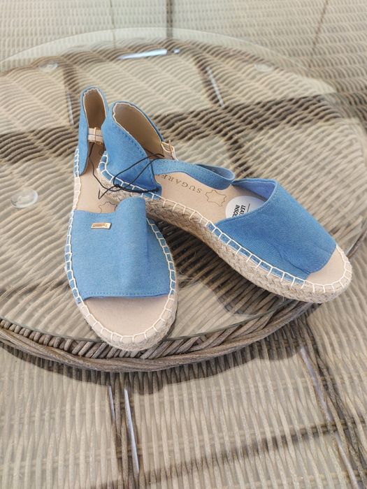 Nowe espadryle, sandały dziewczęce rozm. 35, materiał, wkładka skóra