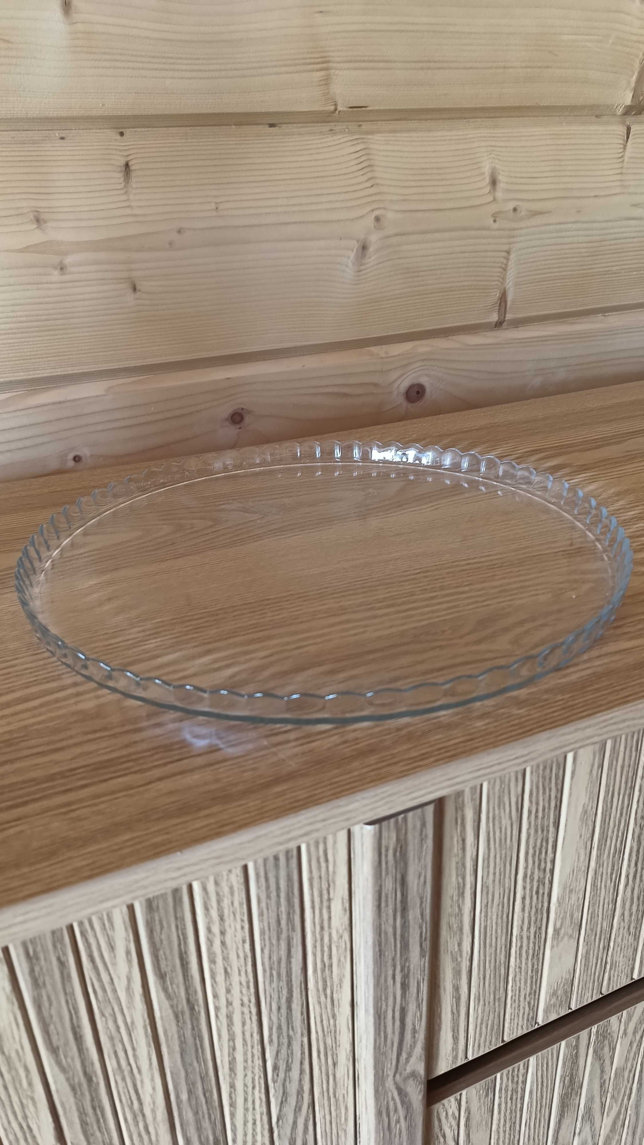 Patera szklana okrągła 32 cm talerz candy bar