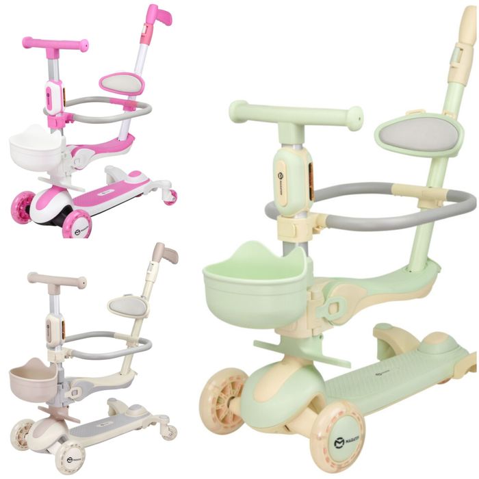 Самокат 5в1 Maraton Candy самокат з батьківською ручкою з бортиком