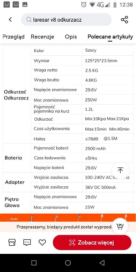 Odkurzacz akumulatorowy Ilife H70 z dodatkową baterią i akcesoriami