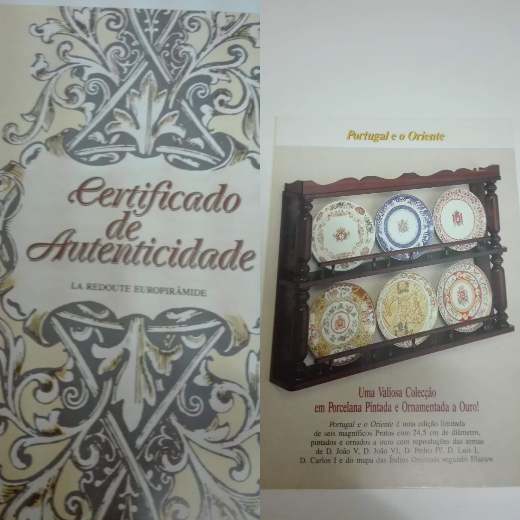 Colecção Pratos de porcelana banhados a ouro