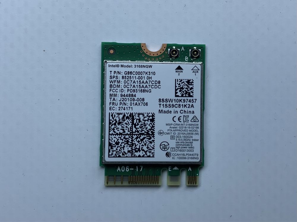 міні Wi-Fi NGFF 2.4G + 5GHz Bluetooth 4.2 M.2 SFF mini IPEX 802.11AC