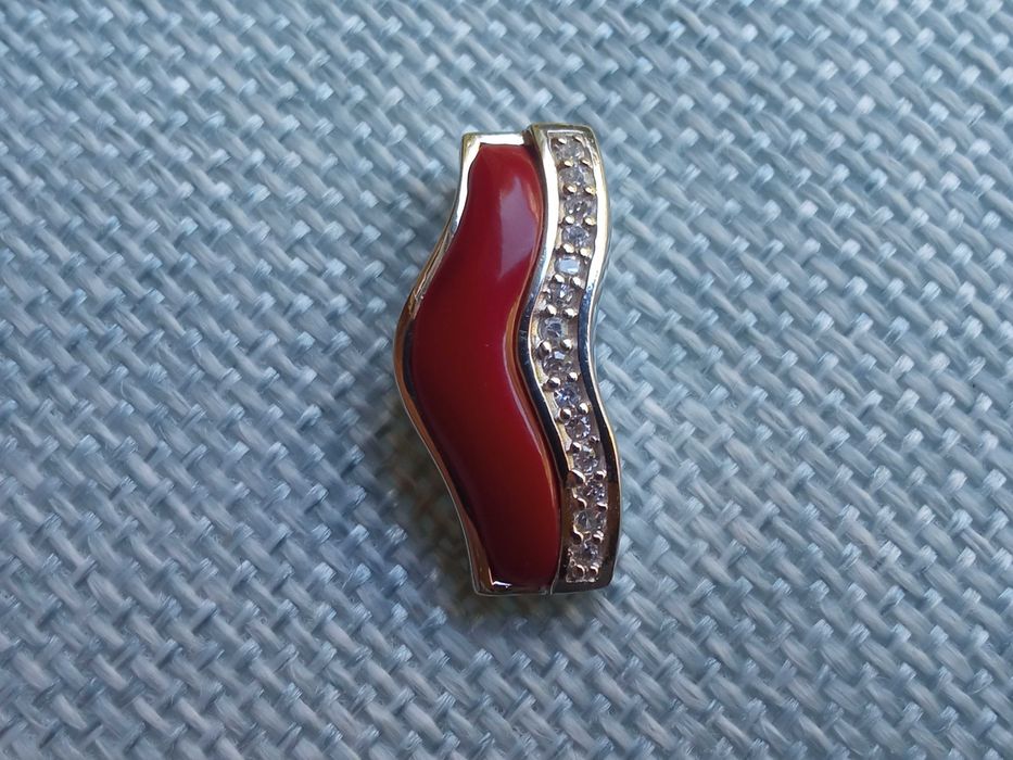 Srebrne wiszące kolczyki z koralem Sterling Silver 925 3,64 g