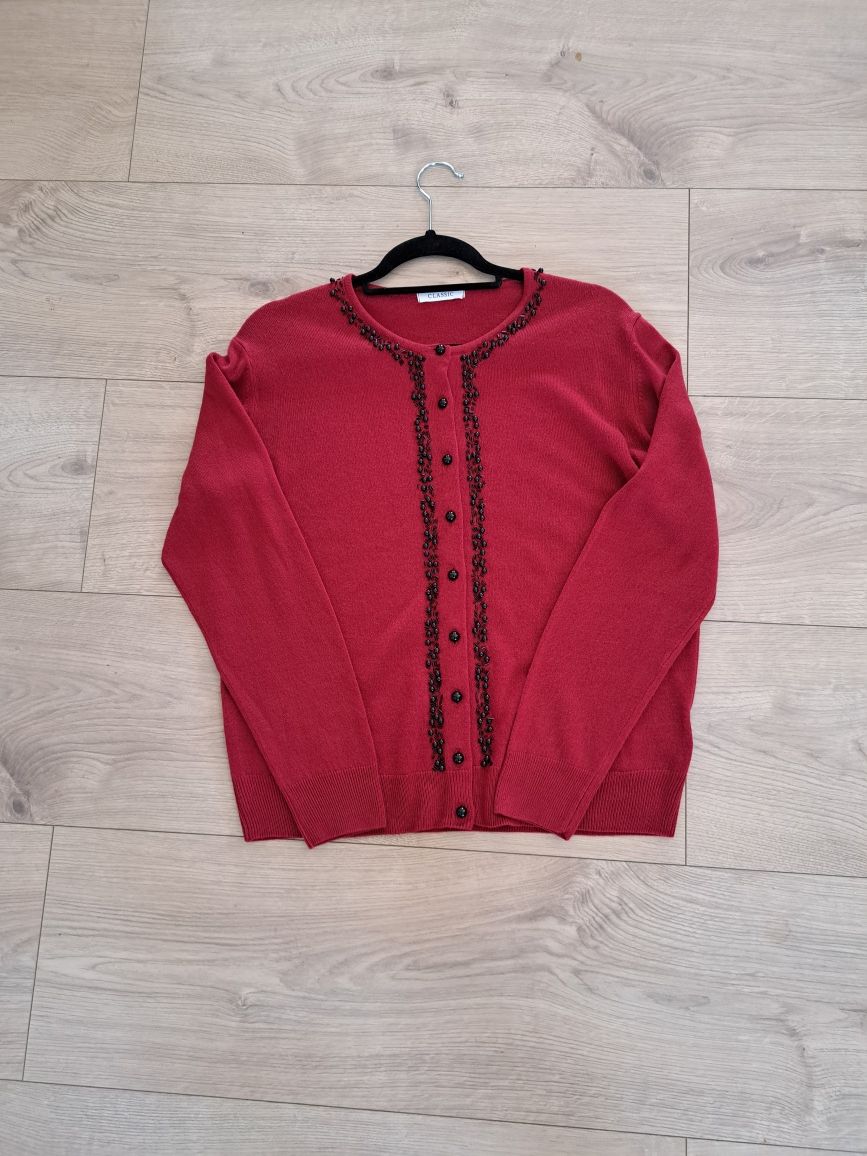 M&S Czerwony akrylowy sweterek rozmiar 42
