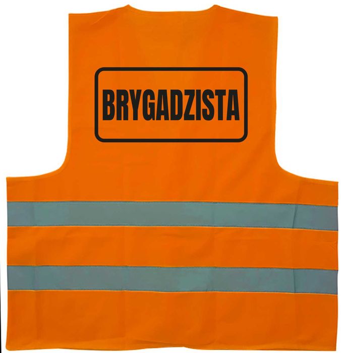 pomarańczowa kamizelka odblaskowa z nadrukiem brygadzista