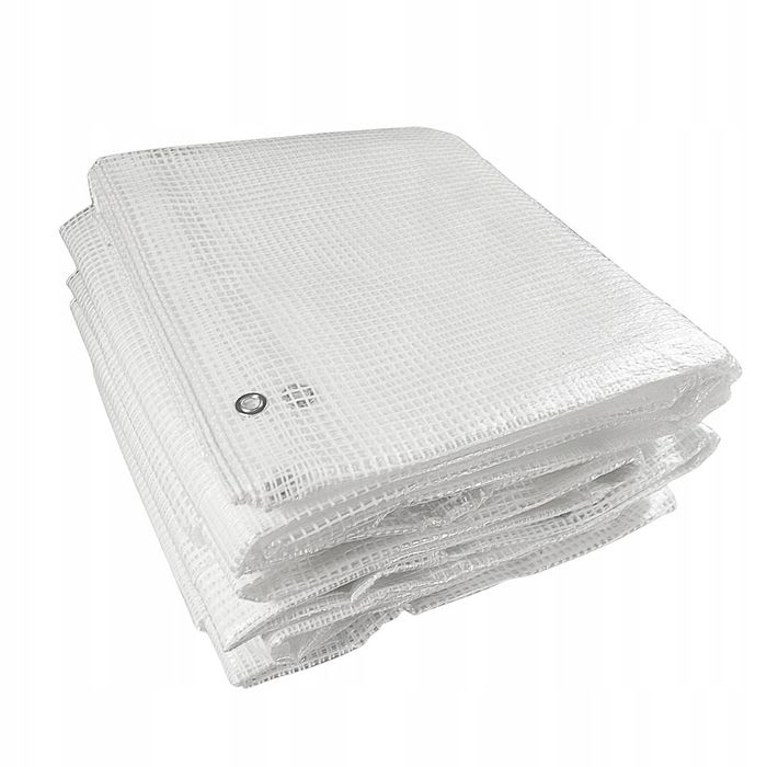 PLANDEKA BIAŁA 8x10m 100g Przezroczysta zbrojona UV Wodoodporne