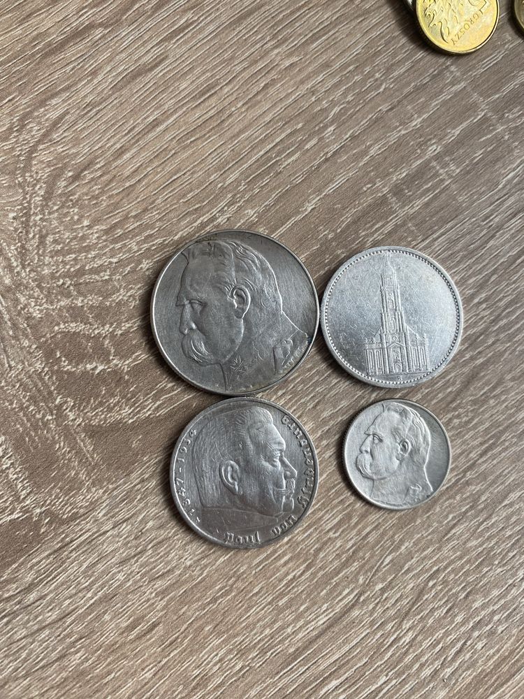 Stare monety Jozef Piłsudski 10zl i 2zł oraz marki