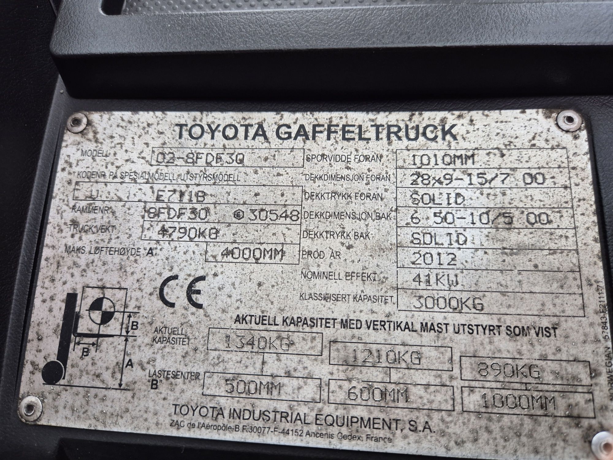 Wózek widłowy TOYOTA 8FDF30, duplex, przesuw, DIESEL