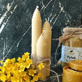 Zestaw świec z węzy pszczelej STOŻEK naturalne prezent upominek