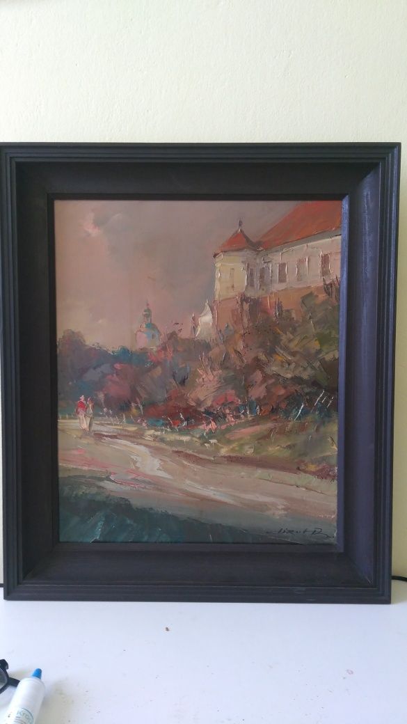 Obraz R. Lizut , Lublin kościół Dominikanów , płótno , olej , 36x48 cm