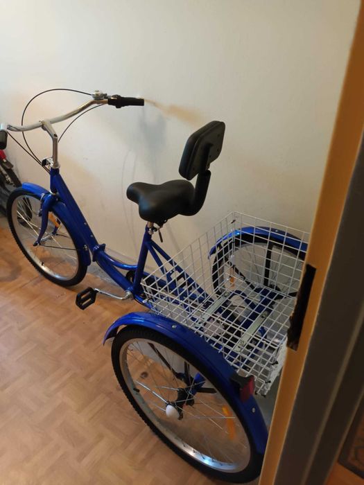 Rower Trójkołowy Składany NIEBIESKI 24 CALE  3 Koła 7 Biegów