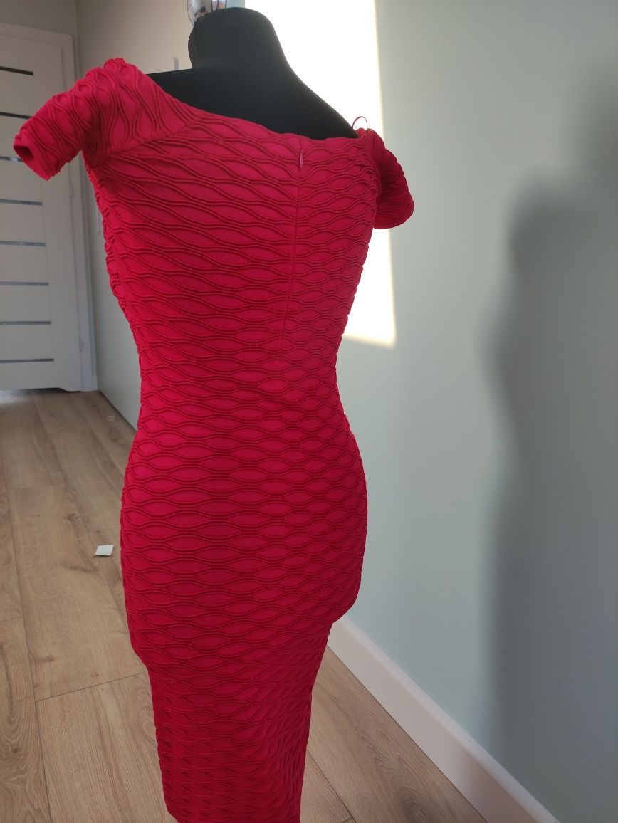 Sukienka Michael Kors true Red Stretch-Viscose Off-The-Shoulder XS