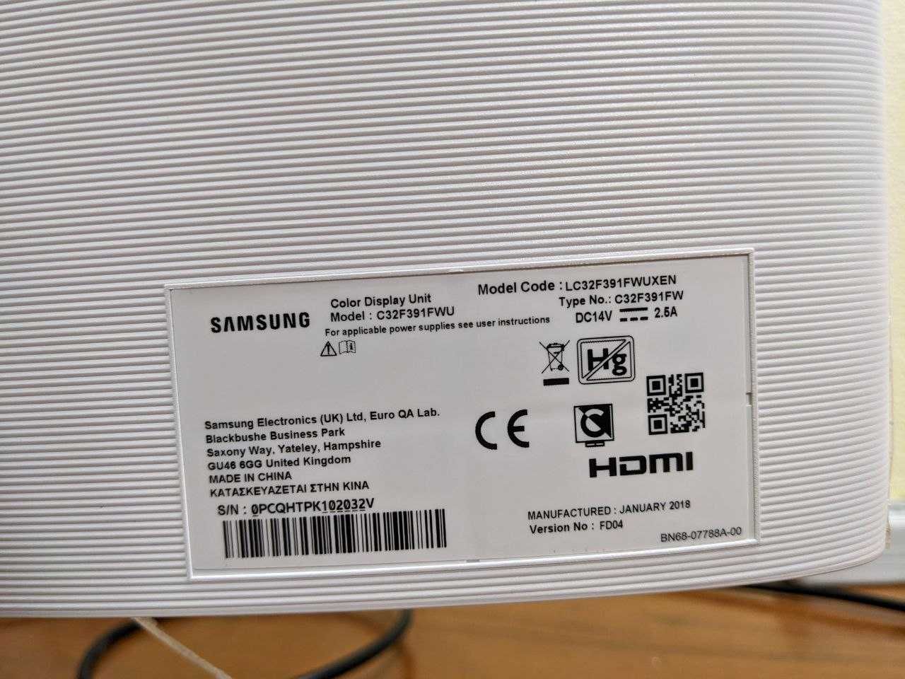 Вигнутий монітор SAMSUNG 32" CF391 (1920х1080 VA LCD) Curved LED