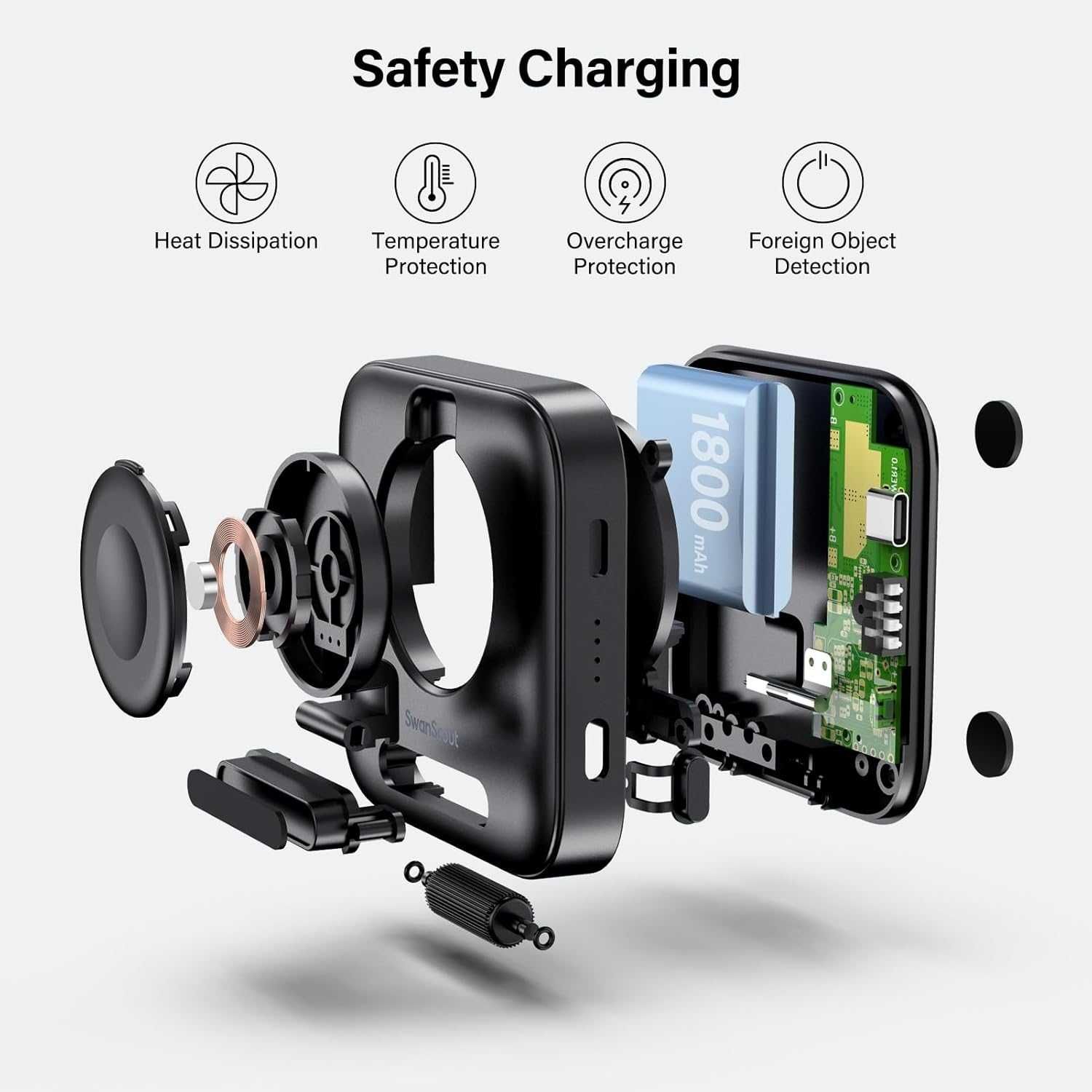 SwanScout Bezprzewodowa ładowarka 1800mAh dla Apple Watch Indukcja