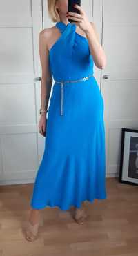 Nowa Sukienka Karen Millen Maxi ze Złotym Paskiem Łańcuch Cudo