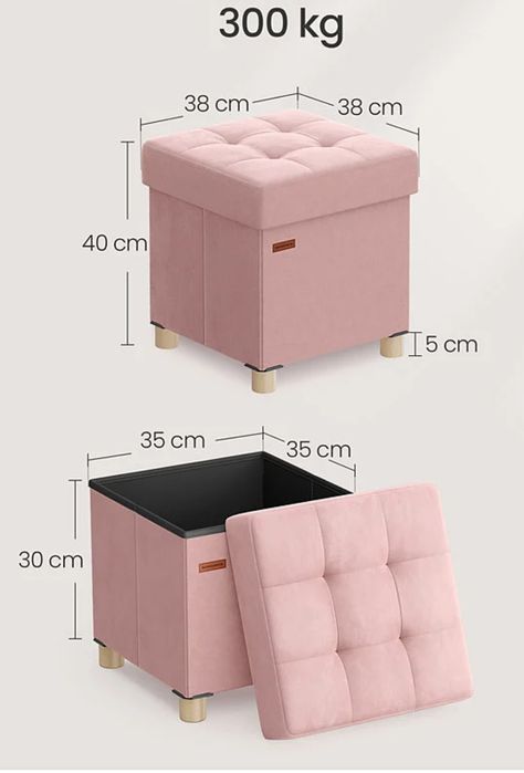 Różowa welurowa pufa ze schowkiem