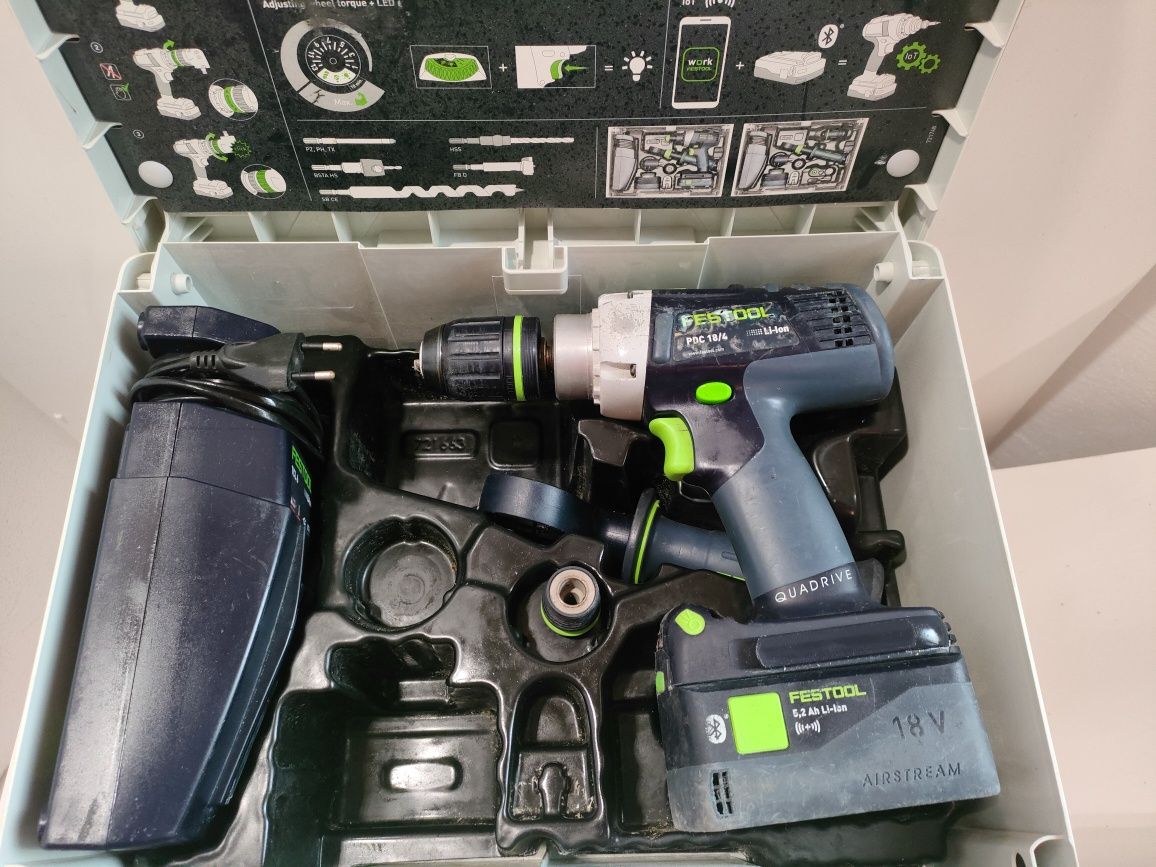 Festool PDC 18/4 akumulatorowa wiertarko-wkretarka wymienne gł 18v 5.2