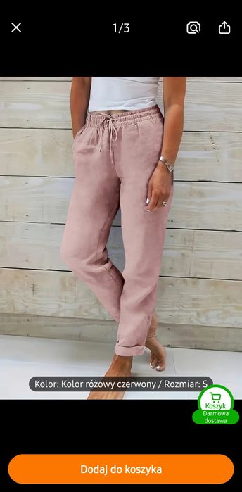 Nowe cienkie różowe spodnie - rozmiar S