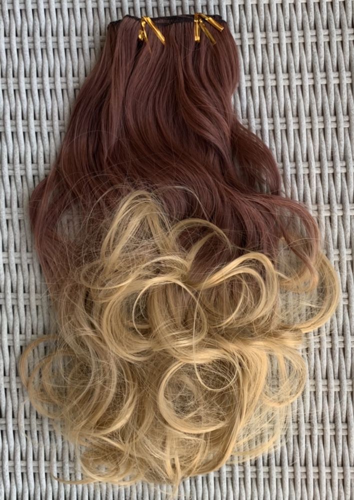 Włosy doczepiane, mahoń / blond / ombre, clip in, 16 klipsów ( 223 )