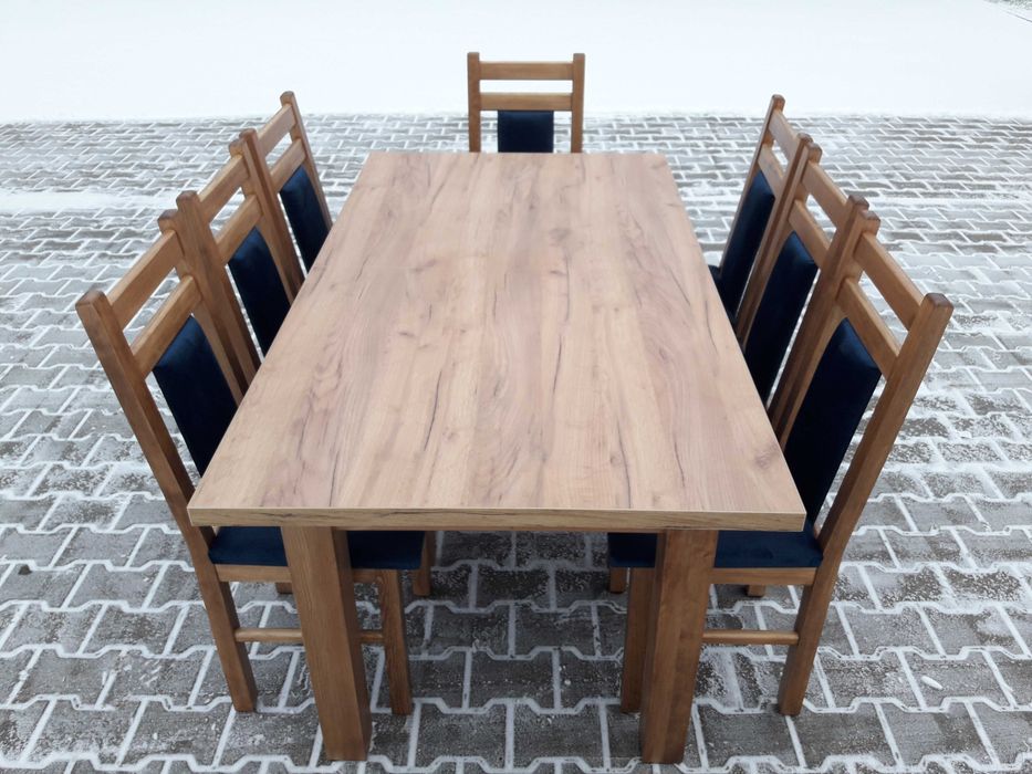 komplet stol 185/244x95 i 8 krzesel craft zloty solidne mocne krzesła