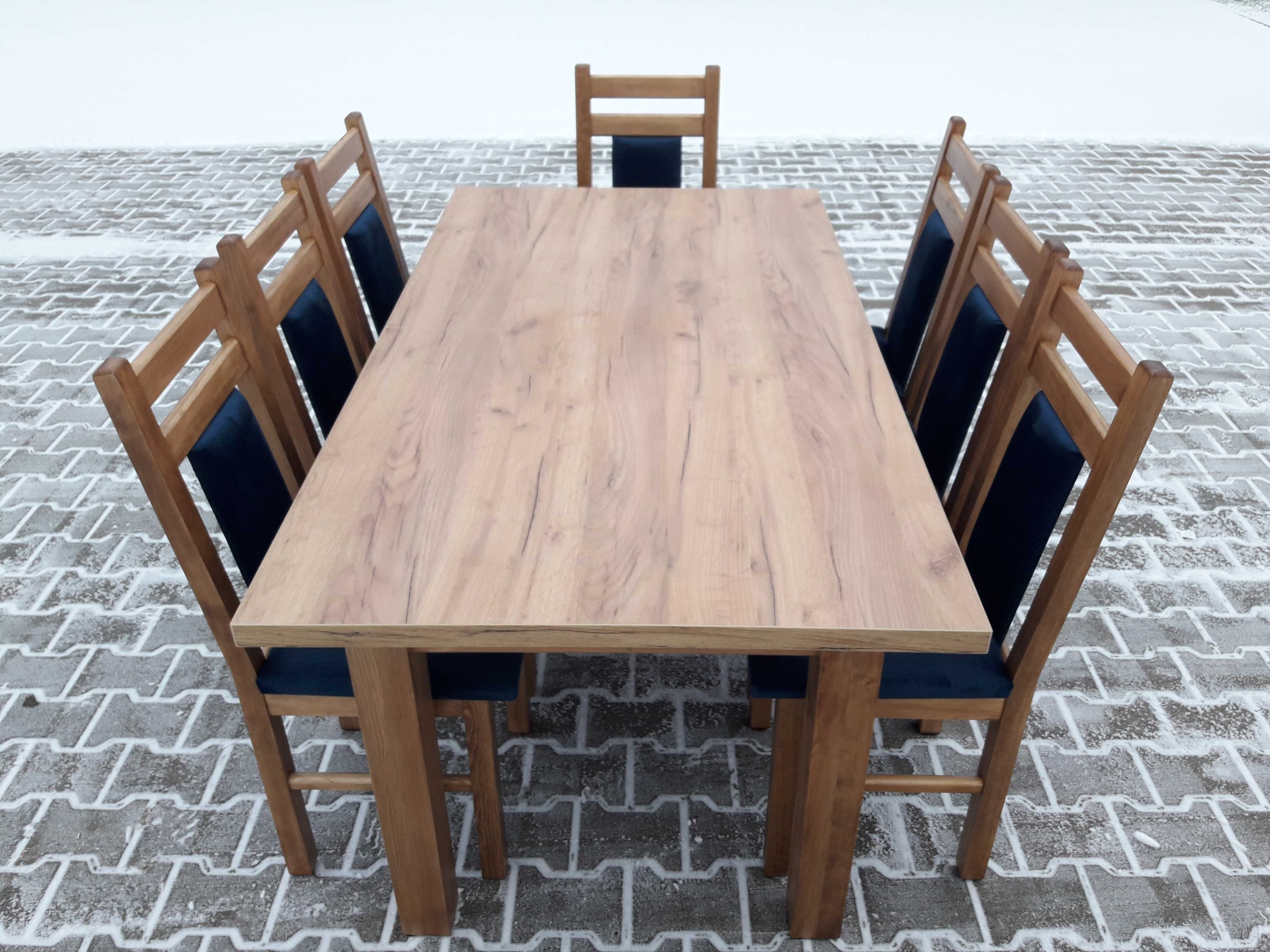 komplet stol 185/244x95 i 8 krzesel blat craft zloty mega