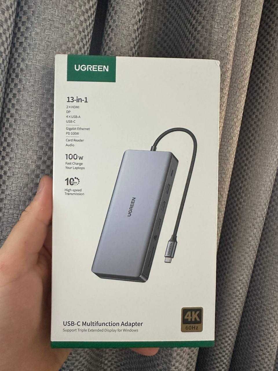 Hub Adapter Stacja USB-C Do 4x USB HDMI Displayport RJ45 SD/TF 100W