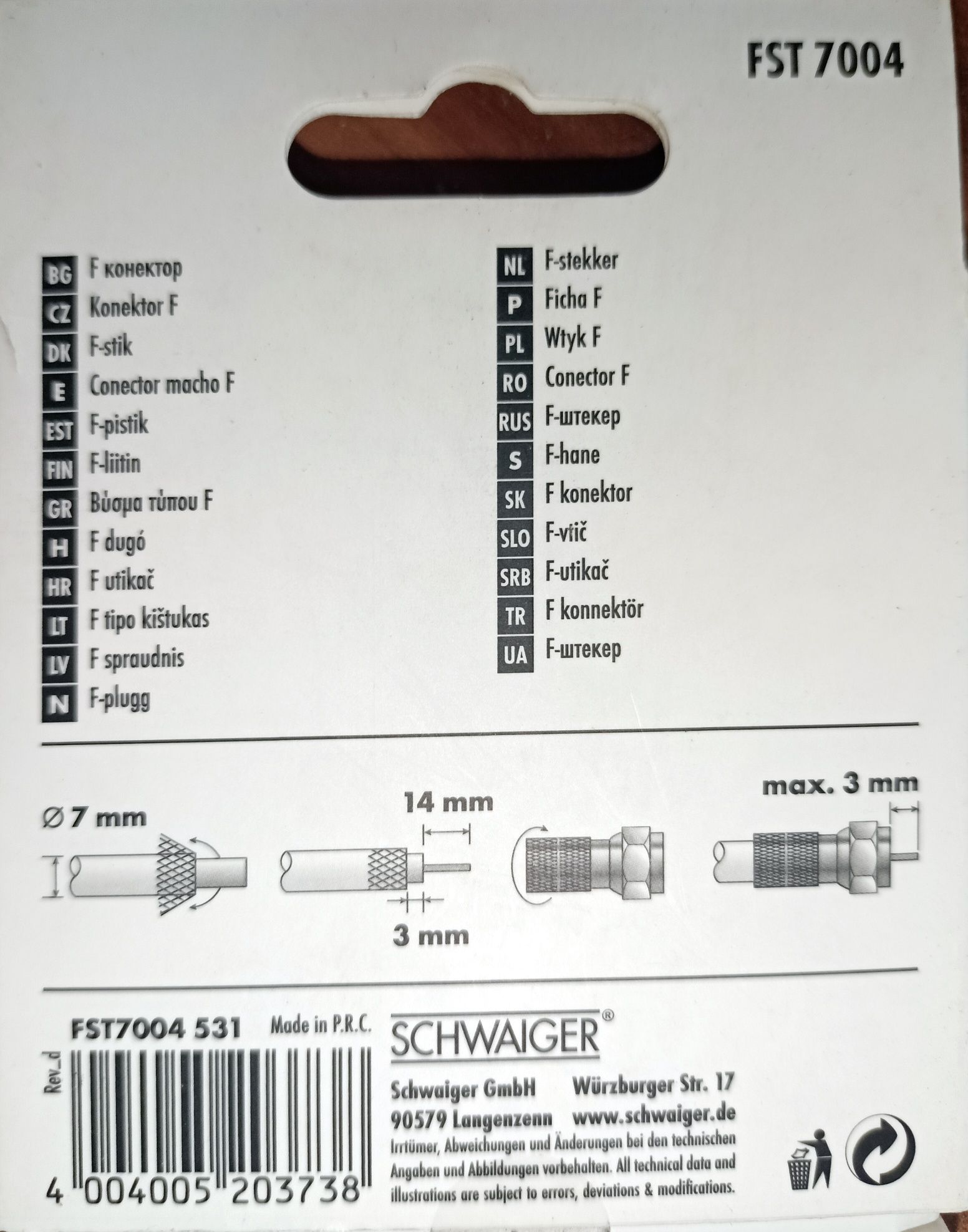 Wtyk antenowy (art.089)