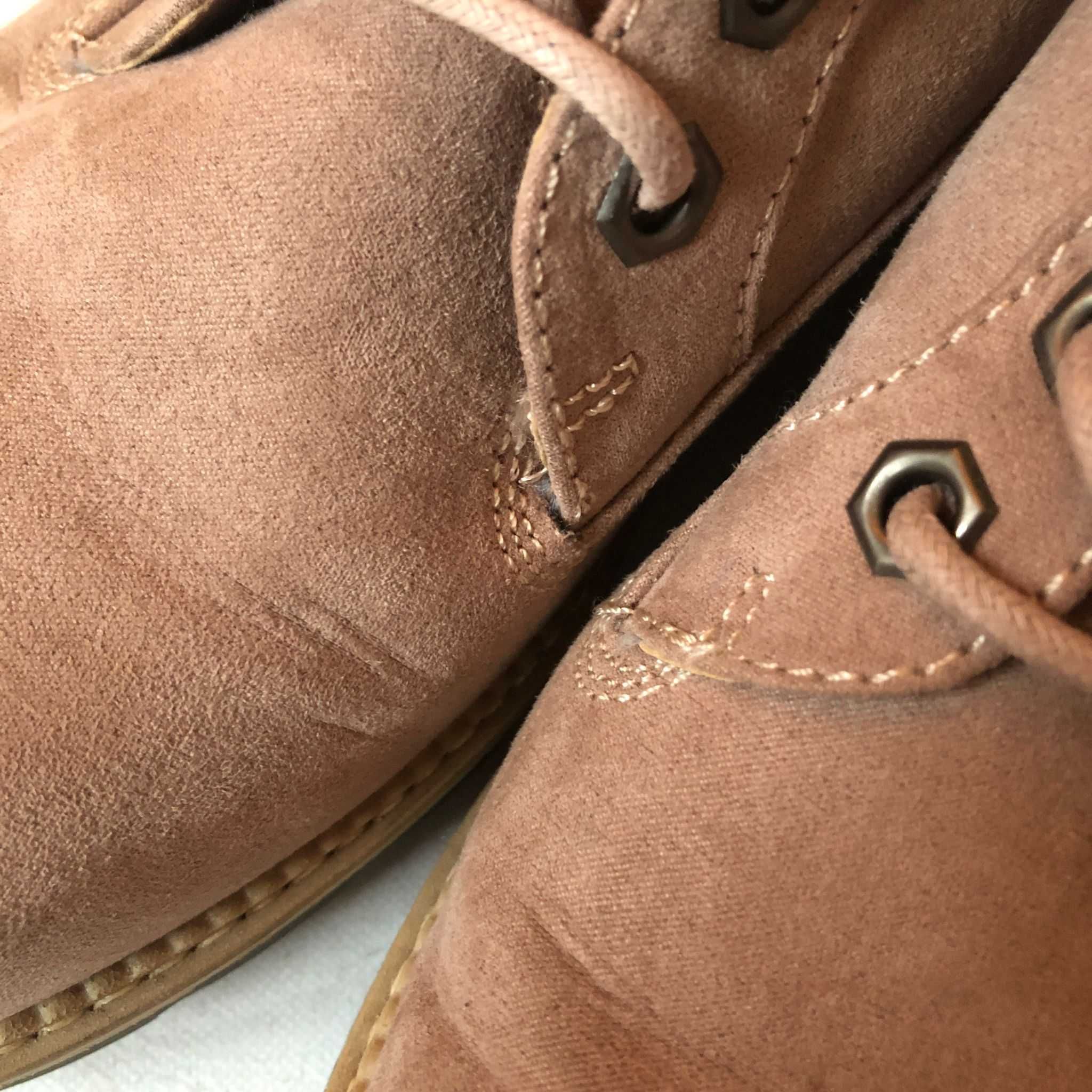Buty zimowe Highland Creek zamszowe pudrowy róż ocieplane kozaki