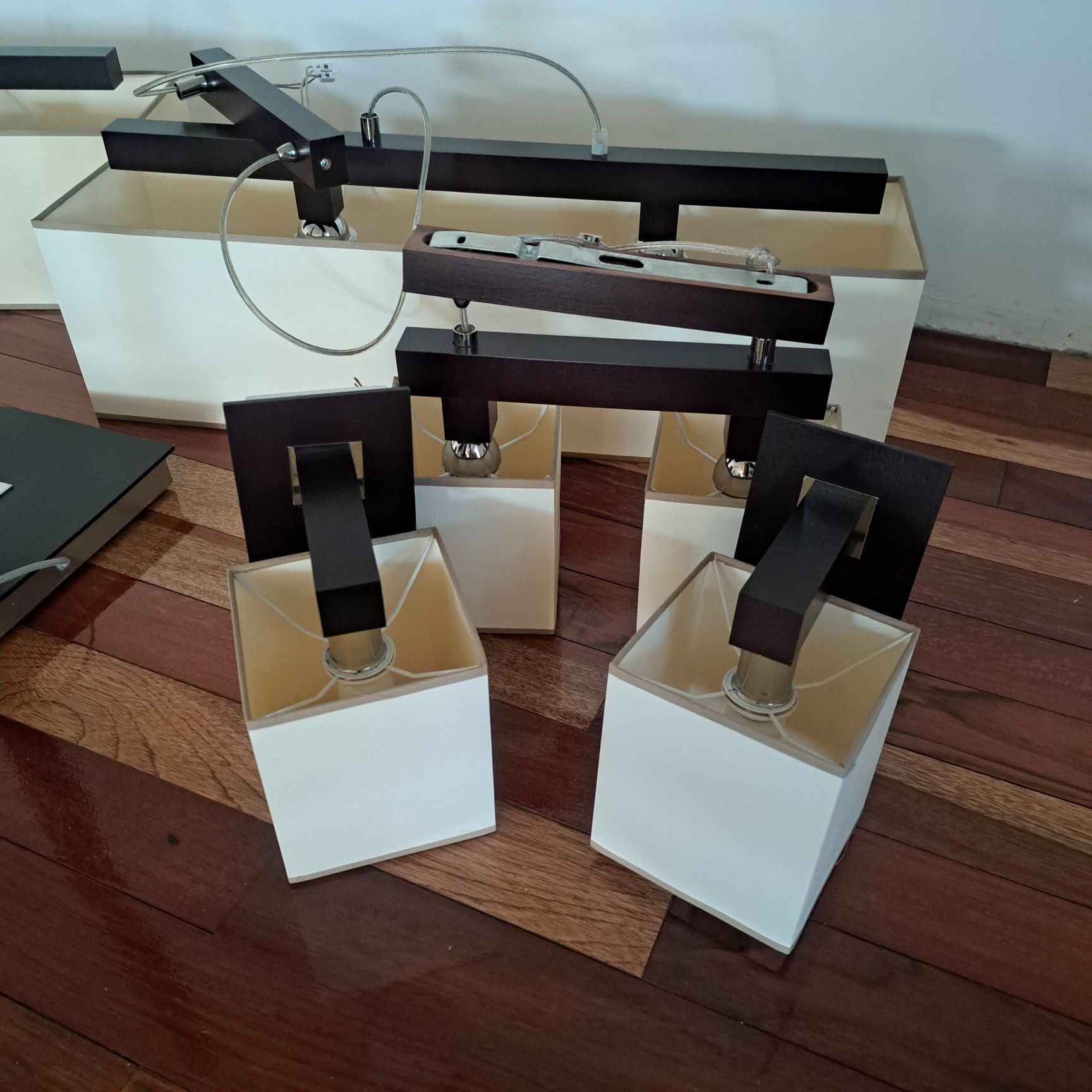 Komplet lamp w kolorze brąz+ ecru