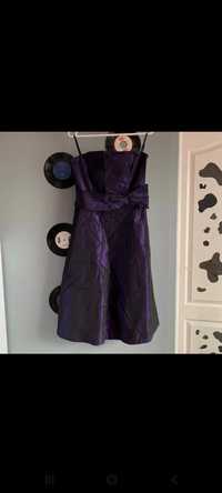 Czarno-fioletowa połyskująca sukienka bez ramiączek Benehams