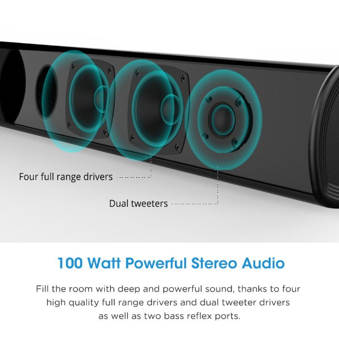 GRANDE Soundbar 100w Bluetooth AUX Optico USB Televisão Telemovel NOVO