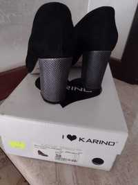 Pantofle czarne zamszowe Karino
