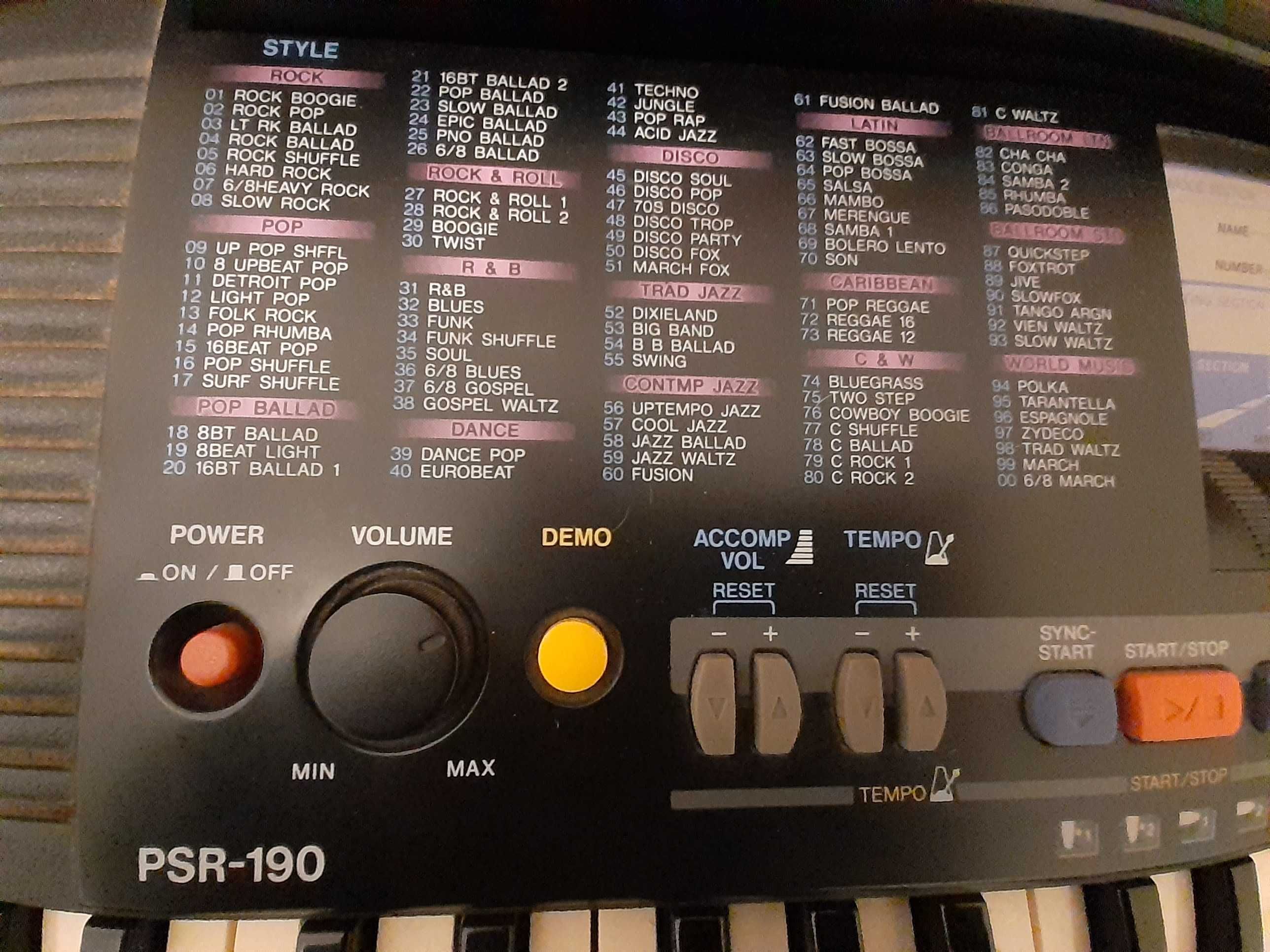 Teclado Yamaha PSR-190