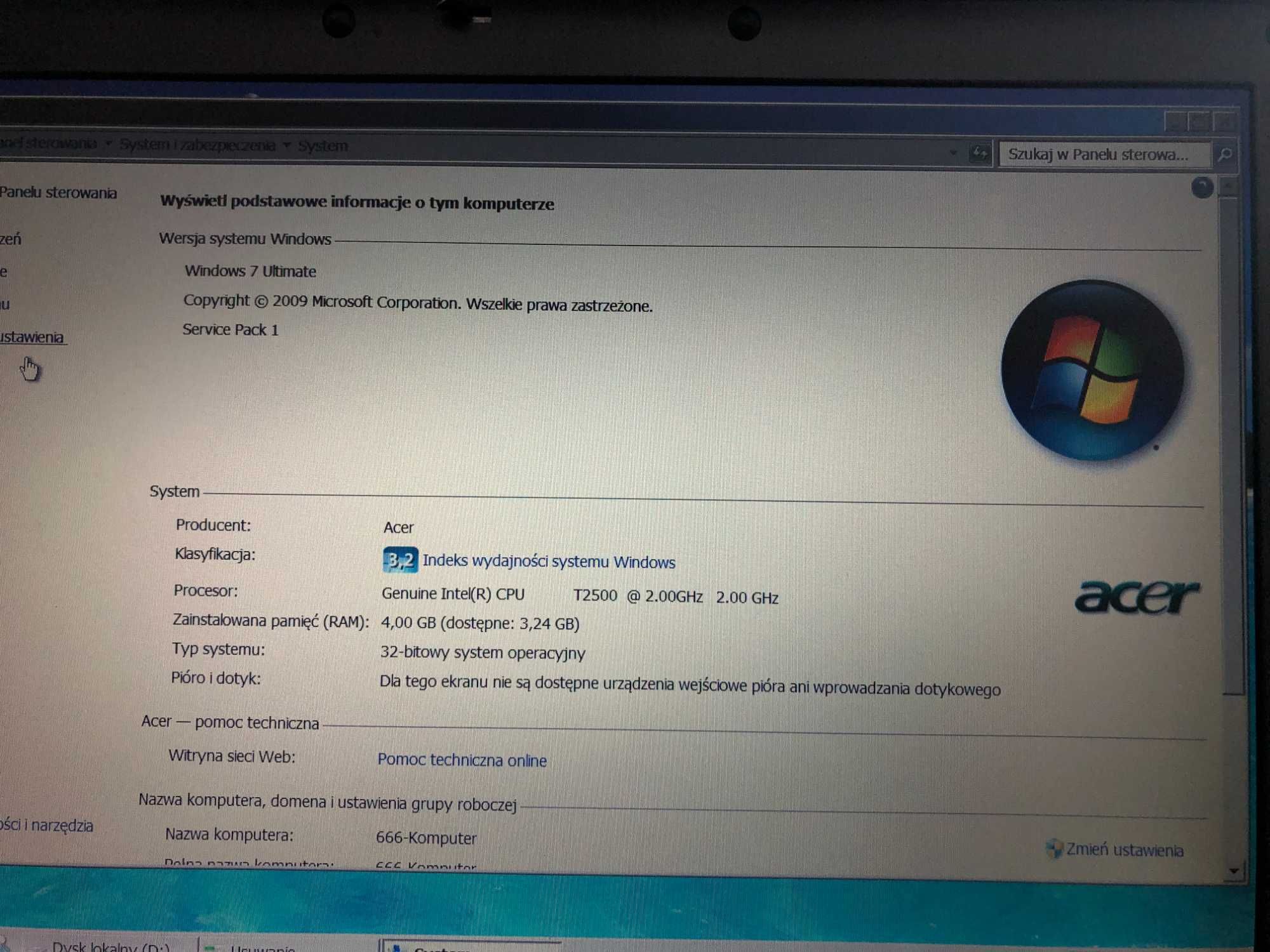 Zestaw Dell Latitude D620 / 4GB / 500GB - diagnostyka port RS 232 COM
