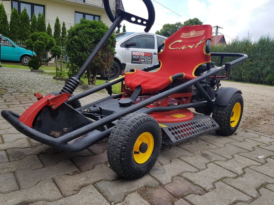 Kosiarka jak traktorek do trawy Wolf Garten gokart zamiana