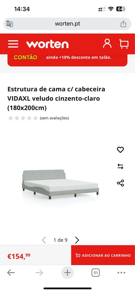 cama sem colchão 180/200